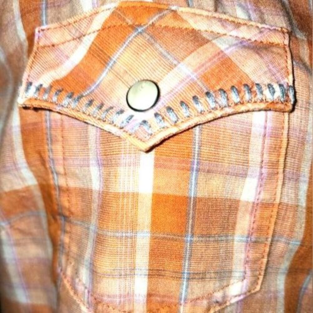 Wrangler Orange Plaid Snap Front Women's Western Shirt Size L‎ - Picture 5 of 10